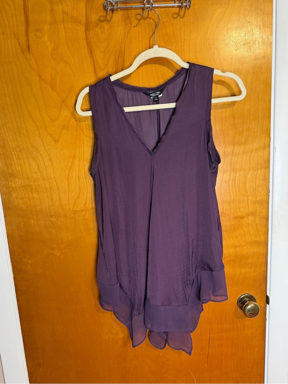 Simply Vera Vera Wang Purple Sleeveless V-Neck Layered Chiffon Camisole